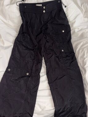 BDG Black Cargo Track Pants with Snap Pockets